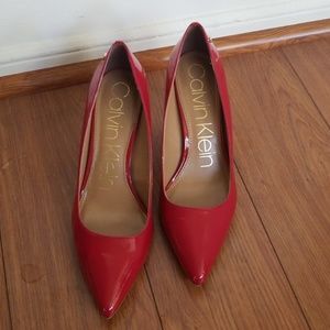 Calvin Klein Crimson Red Pointed-Toe Pumps